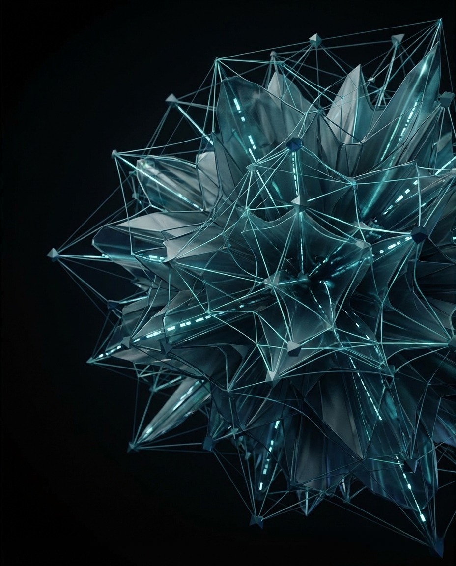 Abstract 3D geometric network structure representing interconnected complex systems